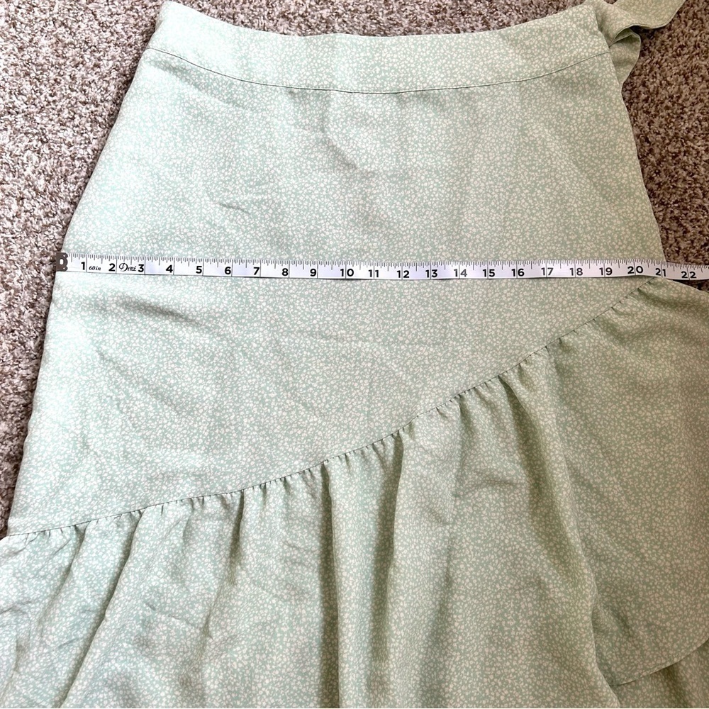 🦋 LC Lauren Conrad Mint Floral Ruffle Midi Skirt Large Medium Easter Spring - Picture 5 of 6